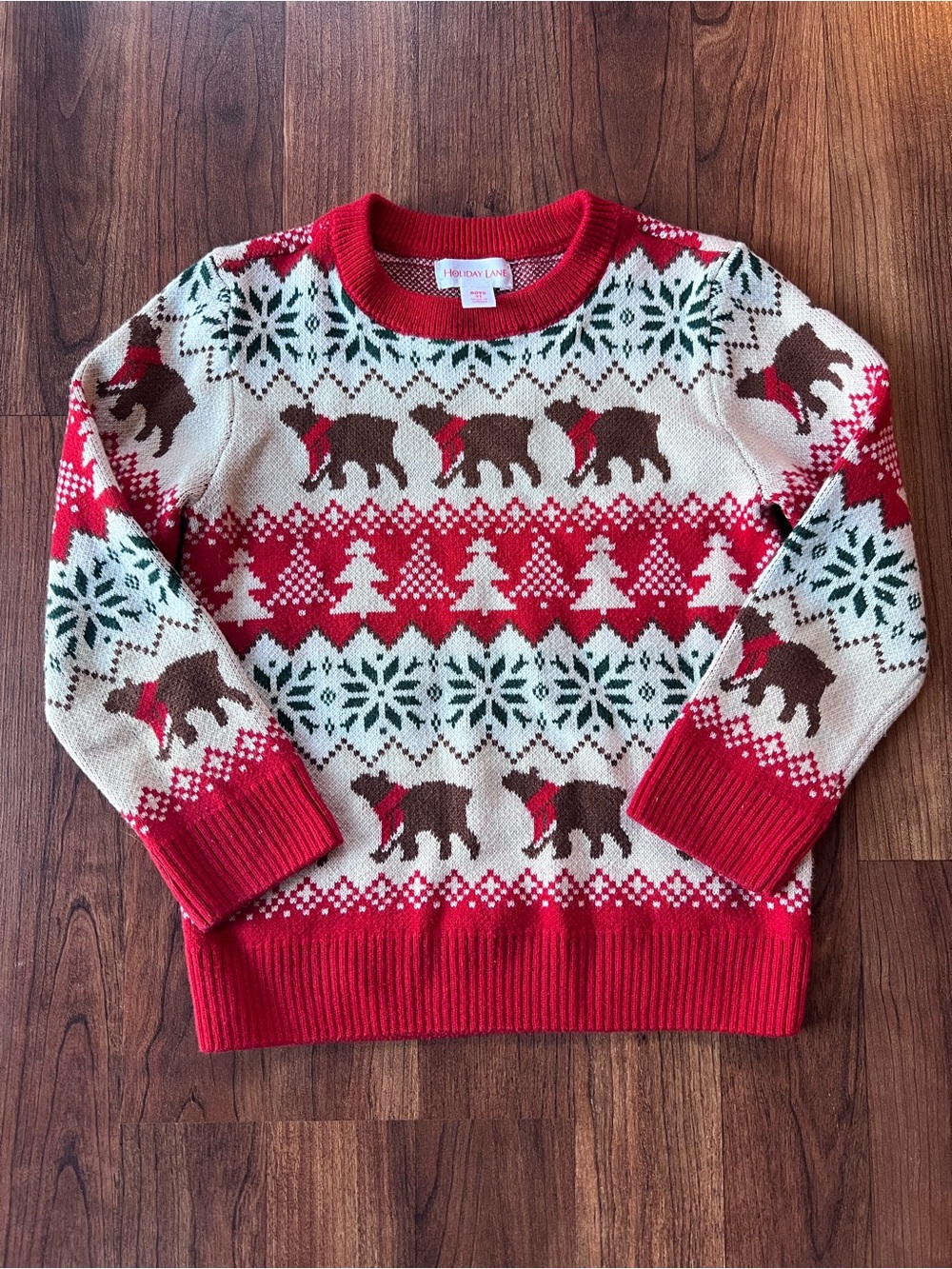 Holiday Lane Boys 3T Christmas Sweater Bear Fair Isle Holiday Knit